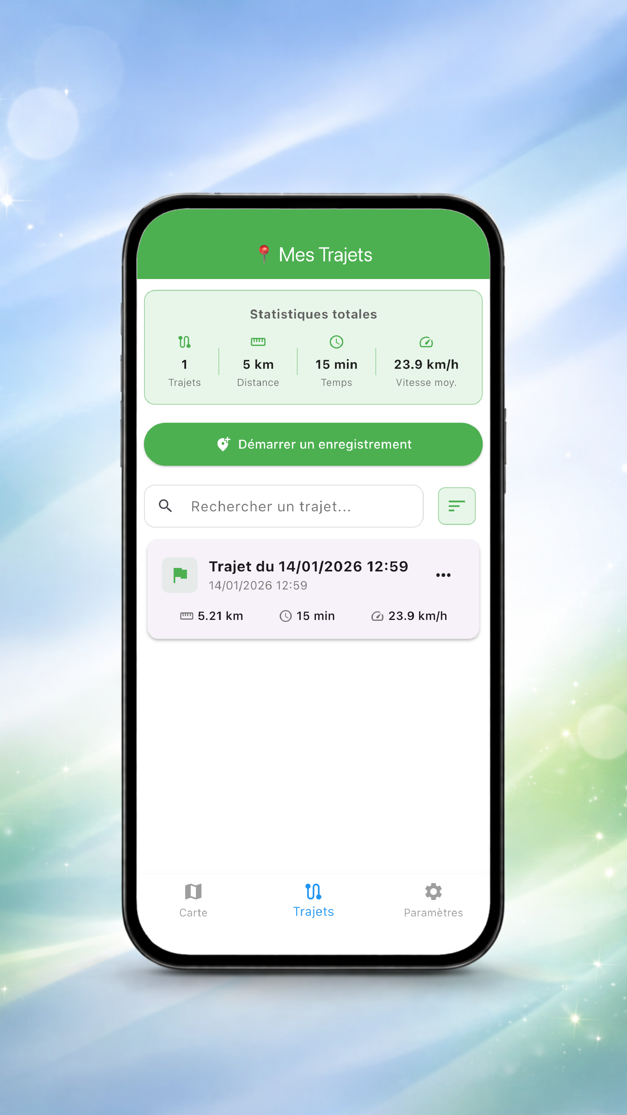 Historique trajets BikeGPS